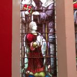 Baptism of Colmcille, stained glass window, Church of Ireland Churchill. 